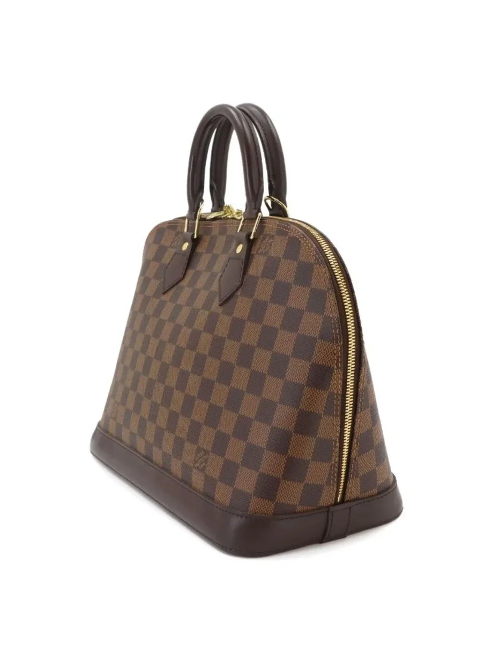 Louis Vuitton Damier Alma PM Hand Bag Ebene Brown Gold
